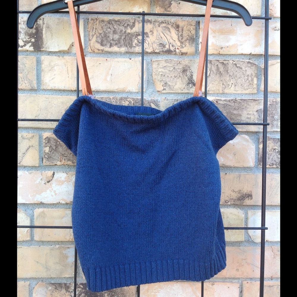 Ralph Lauren Woven Silk Cord Tank w/Leather Straps